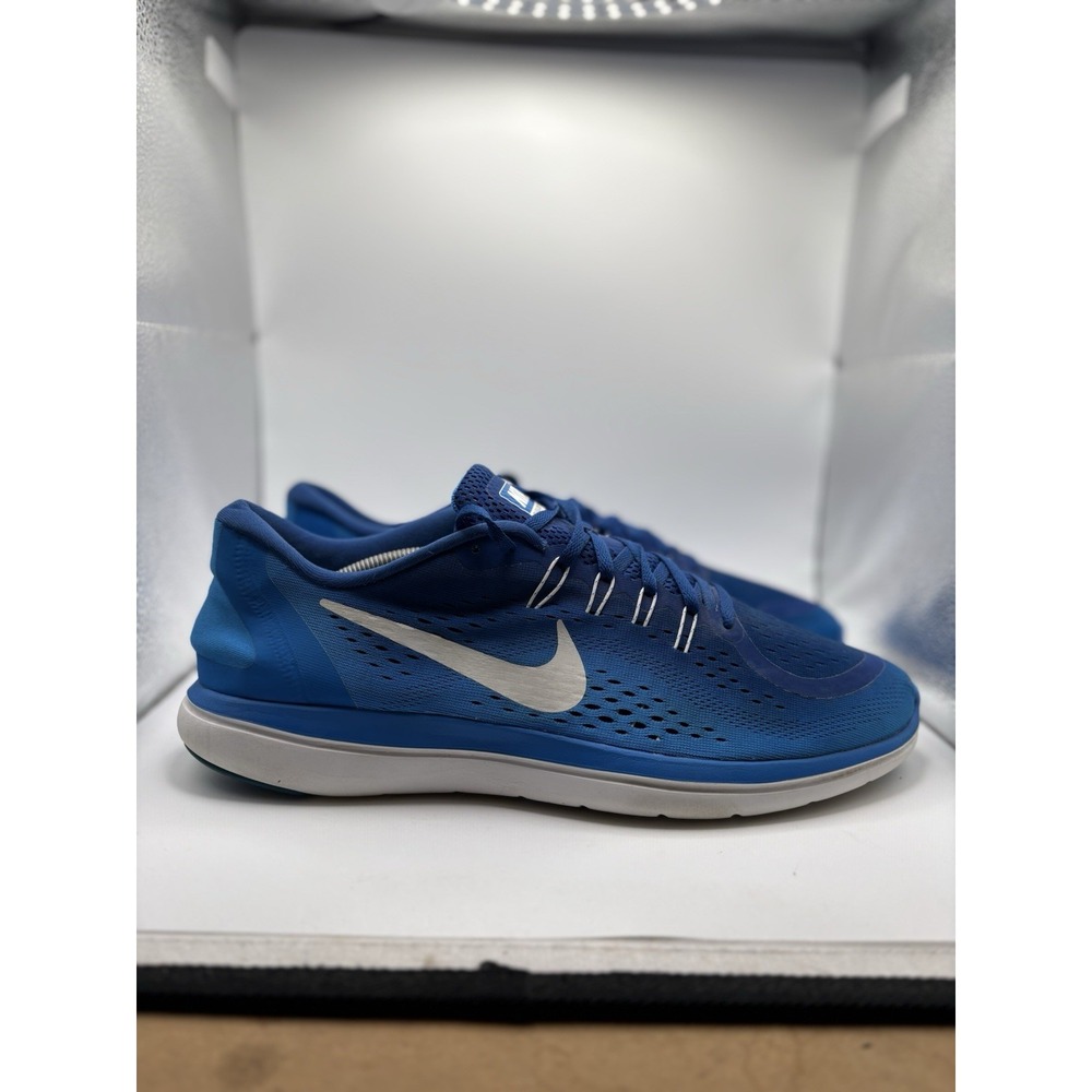 Nike Flex 2017 RN Men's Low Top Lace-Up Mesh Sneaker 13 Blue/White 898457-403